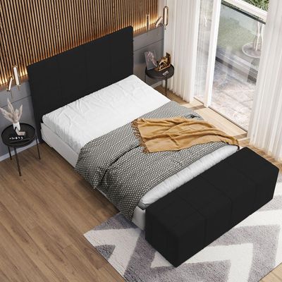 Cabeceira Cama Box Queen 160 cm Roma W01 Suede Preto - Lyam