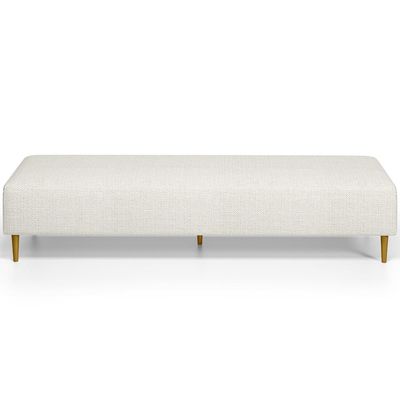 Kit 02 Puffs Decorativo Sala de Estar Bali W01 Pés Palito 190x60cm Linho Champagne - Lyam Decor