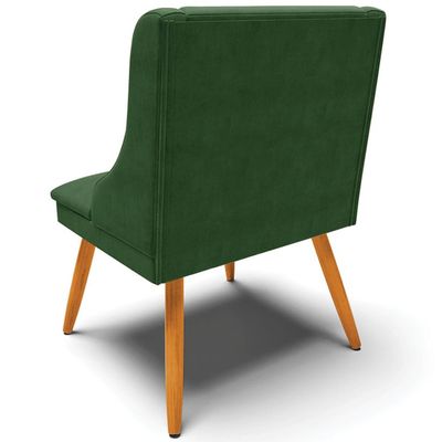 Kit 5 Cadeiras Decorativas Sala de Jantar Pés Palito de Madeira Firenze Suede Verde Esmeralda/Natural G19 - Gran Belo