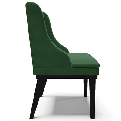 Cadeira Decorativa Sala de Jantar Base Fixa de Madeira Firenze Veludo Verde/Preto G19 - Gran Belo