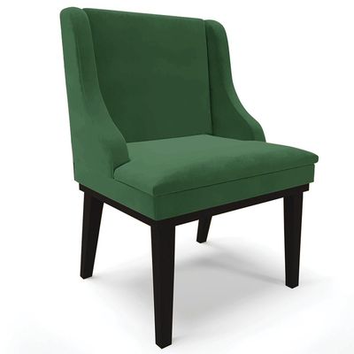 Cadeira Decorativa Sala de Jantar Base Fixa de Madeira Firenze Veludo Verde/Preto G19 - Gran Belo
