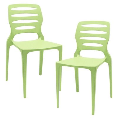 Kit 02 Cadeiras Para Cozinha Área Gourmet Jardim Empilhável Larsen P03 Verde Claro - Lyam Decor