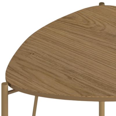 Mesa Lateral Para Sala de Estar Alta Pés Industrial Dourado Alef I03 Louro - Lyam Decor