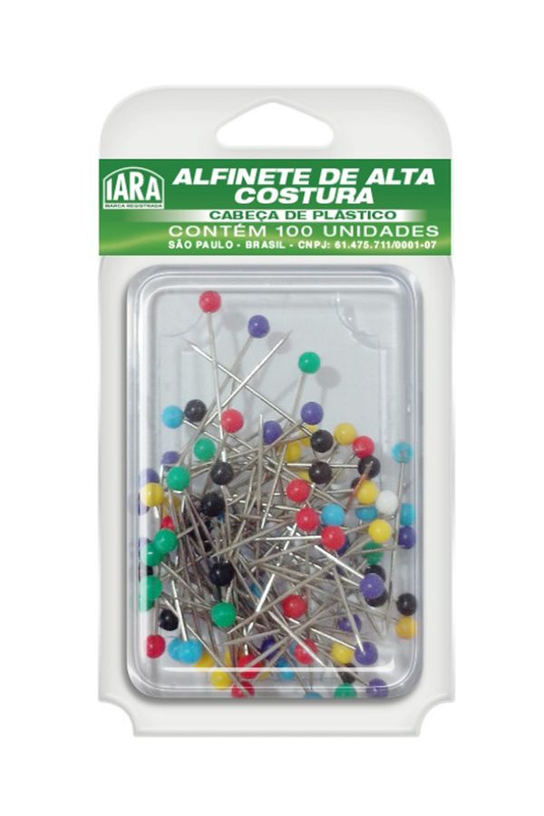 Alfinete de Cabeça de Vidro Colorida com 100 Unidades