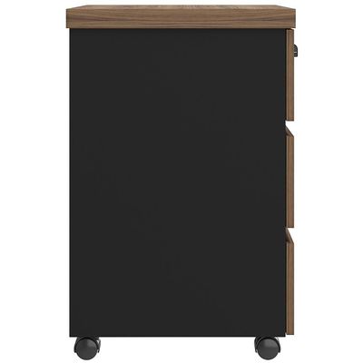 Gaveteiro Para Escritório com Rodízios 03 Gavetas Unik A02 Nogal Preto - Lyam Decor
