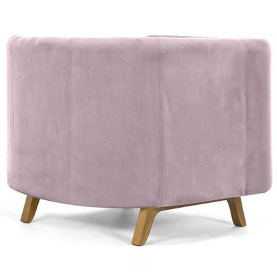 Kit 02 Poltronas Decorativas Para Sala de Estar Base de Madeira Ferrara Veludo Rosê - Gran Belo
