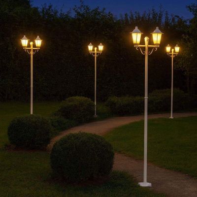 Kit 12 Postes Luminária Branco Jardim Muro 2 Lâmpadas E27 Grega Lente Fosca Dital