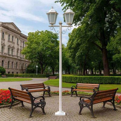 Kit 12 Postes Luminária Branco Jardim Muro 2 Lâmpadas E27 Grega Lente Fosca Dital