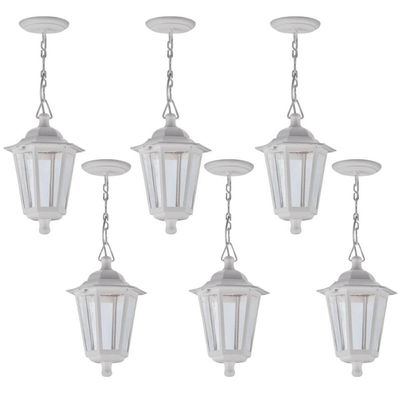 Kit 6 Luminárias Pendentes 58cm Branco Externo Colonial E27 Termoplástico Grega Dital