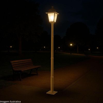 Kit 2 Luminárias Jardim Praça Poste 1,9m Clássico 1 Lâmpada Soberana Dital Estacionamento