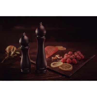 Moedor de Pimenta e Sal Tramontina Churrasco Black em Ceramica com Recipiente de Madeira 10 polegada
