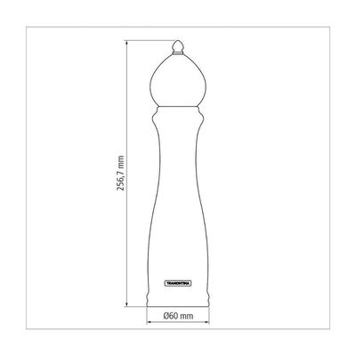 Moedor de Pimenta e Sal Tramontina Churrasco Black em Ceramica com Recipiente de Madeira 10 polegada