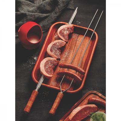 Espeto para Churrasco Tramontina com Lamina em Aço Inox e Cabo de Madeira 75 cm