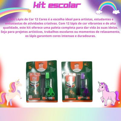 Kit Material Escolar Infantil Com 20 Peças Pintura Lápis De Cor Apontador E Borracha