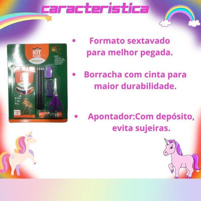 Kit Material Escolar Infantil Com 20 Peças Pintura Lápis De Cor Apontador E Borracha