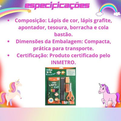 Kit Material Escolar Infantil Com 20 Peças Pintura Lápis De Cor Apontador E Borracha