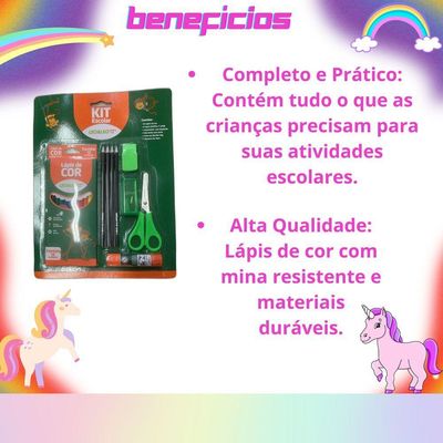Kit Material Escolar Infantil Com 20 Peças Pintura Lápis De Cor Apontador E Borracha