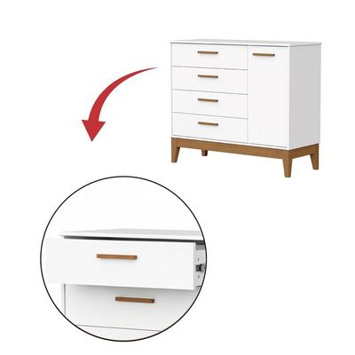 Comoda Sapateira Flip 1 Porta 4 Gavetas Branco Fosco