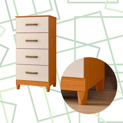 Comoda Mobi 4 Gavetas Cinamomo Com Off White - Albatroz