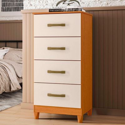 Comoda Mobi 4 Gavetas Cinamomo Com Off White - Albatroz