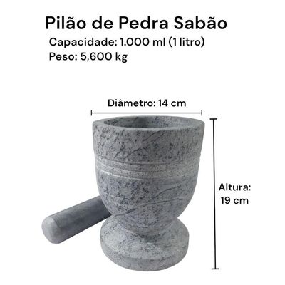 Pilão De Pedra Sabão Natural Gigante