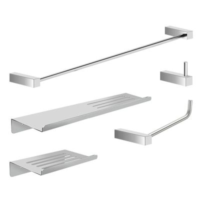 Kit Acessórios Para Banheiro Escovado 5 Peças Grego Metal 2101tr