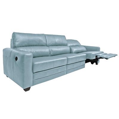 Sofá Sala de Cinema Elétrico Maldivas Reclinável Retrátil 4 Lugares 281cm Couro Azul Celeste G40 - Gran Belo