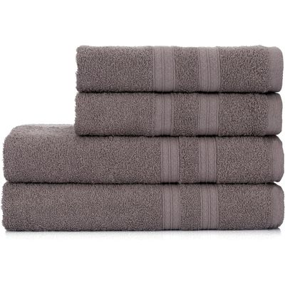Jogo de Toalhas de Banho 4 Peças 100% Algodão Alta Absorção (2 Banho + 2 Rosto ) Padrão Hotel/Pousada - Cinza