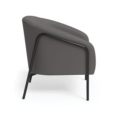 Poltrona Sala Decorativa Kit 2 Stella Base Alta Tubo Preto Sintético Grafite D03 - D'Rossi