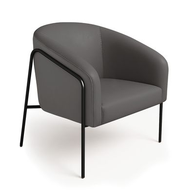 Poltrona Sala Decorativa Kit 2 Stella Base Alta Tubo Preto Sintético Grafite D03 - D'Rossi