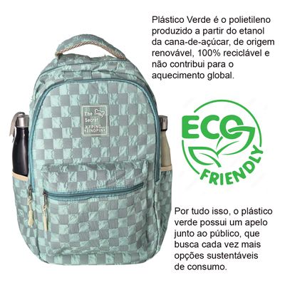 Mochila Feminina Escolar Ecológica Xadrez Delicado XFP01938 azul