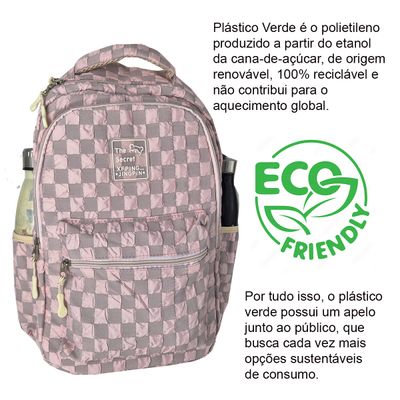 Mochila Feminina Escolar Ecológica Xadrez Delicado XFP01938 azul