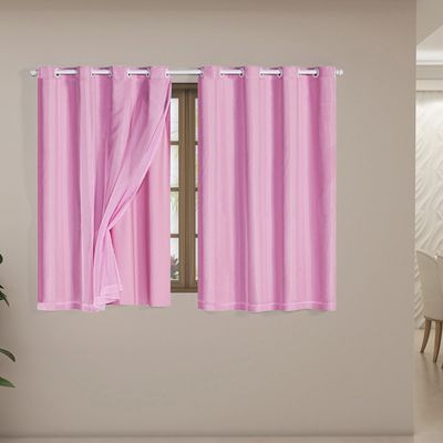 Cortina Blackout Voil Liso 2,00m x 1,40m Voil 100% Poliéster/Forro 100% PVC - Rosa
