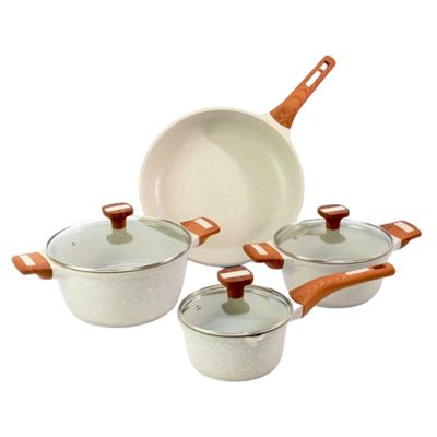 Kit 4pç Caçarolas Frigideiras Antiaderente Temperatti Bianco