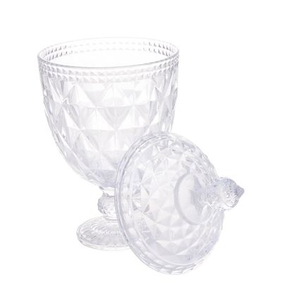 Bomboniere Potiche de Cristal com Pé Diamond 15x32cm Incolor Lyor Transparente
