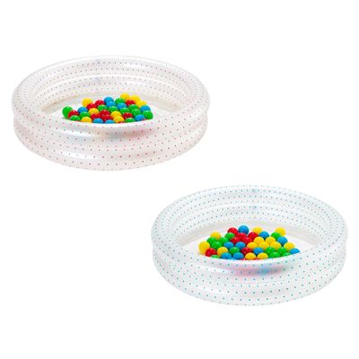 Piscina Inflável 73L Bolinhas 2 Anéis c/ 25 Bolinhas 91cm x 20cm Duas Cores Sortidas Bestway 51141