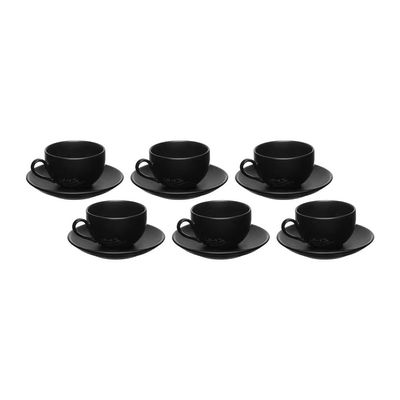 Xicara Chá Manhattan Porcelana 160ml 6 peças Hauskraft Preto