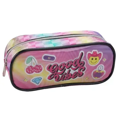 Kit Escolar Feminino Good Vibes Seanite - Mochila com Rodinhas, Lancheira e Estojo
