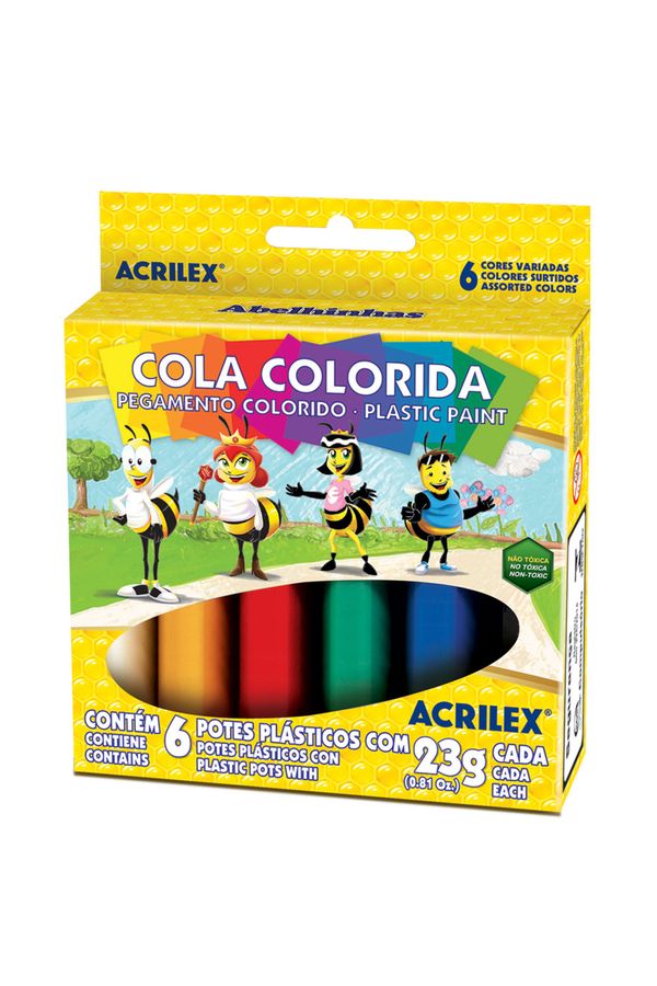 Cola Acrilex Colorida com 6 Cores 23g