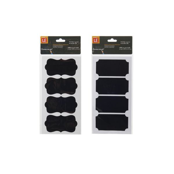 Etiqueta Adesiva de Papel Lousa Decorativa Tags com 4 Unidades Preta Modelos Diversos - Item Sortido