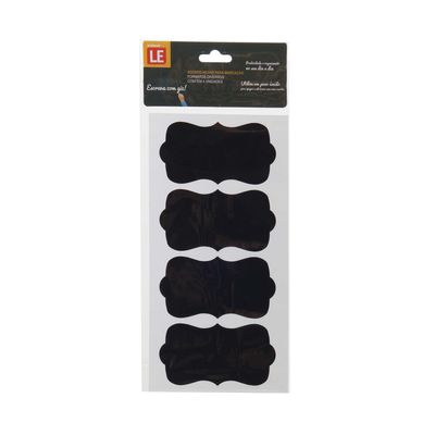 Etiqueta Adesiva de Papel Lousa Decorativa Tags com 4 Unidades Preta Modelos Diversos - Item Sortido