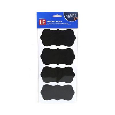 Etiqueta Adesiva de Papel Lousa Decorativa Tags com 4 Unidades Preta Modelos Diversos - Item Sortido