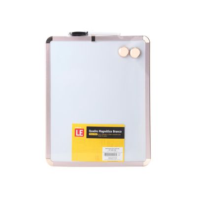Quadro Magnético Branco Le com 2 Ímãs e Marcador Moldura Rosé 27x35cm