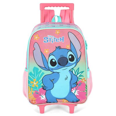 Kit Escolar Stitch Disney Luxcel - Mochila com Rodinhas, Lancheira e Estojo
