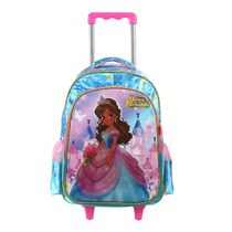 Kit Mochila com Rodinhas, Lancheira e Estojo Escolar Princesa Coroada