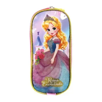 Kit Mochila com Rodinhas, Lancheira e Estojo Escolar Princesa Coroada