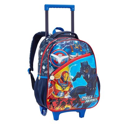 Kit Escolar Masculino Heroes Seanite - Mochila com Rodinhas, Lancheira e Estojo