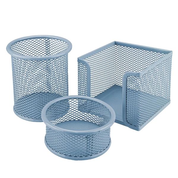 Kit Escritório Le Organizador de Mesa Aramado Azul