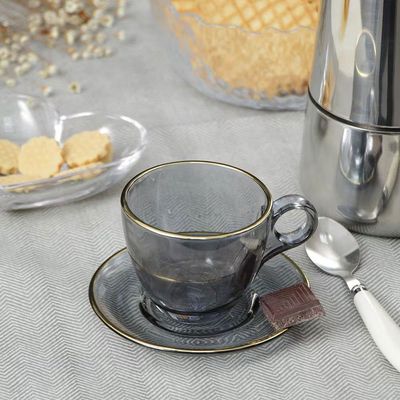 Conjunto de Xi­caras para Chá Hauskraft Menfis com Pires em Cristal Onix 170ml 4 Peças Preto