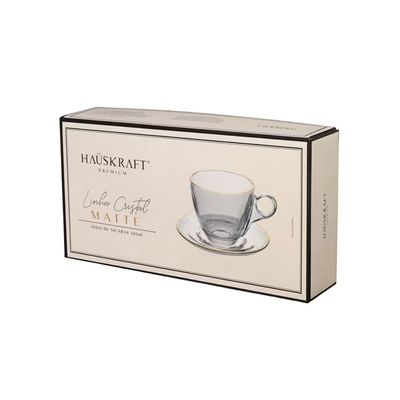 Conjunto de Xi­caras para Chá Hauskraft Menfis com Pires em Cristal Onix 170ml 4 Peças Preto